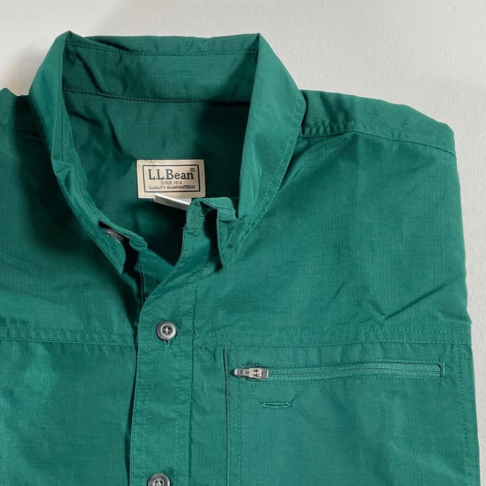 L.L. Bean Vintage Button-Down Long Sleeve Fishing Hiking Shirt - Green Men’s L - Picture 13 of 13